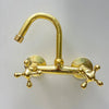 Engraved Brass Wall-Mounted Kitchen Faucet – Vintage Style