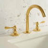 Unlacquered Brass 3-Hole Deck Mounted Bathroom Sink Faucet – Solid Brass, Natural Patina